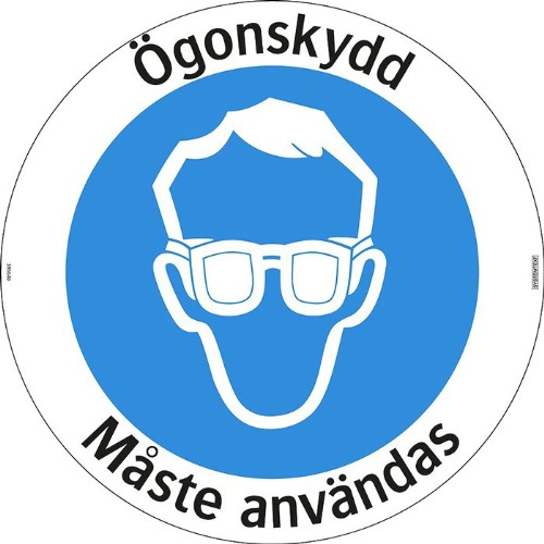 Golvdekal ögonskydd måste användas