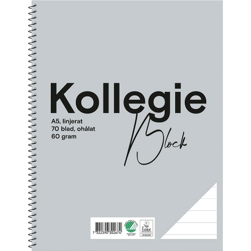 Kollegieblock FW A5 60 g ohålat